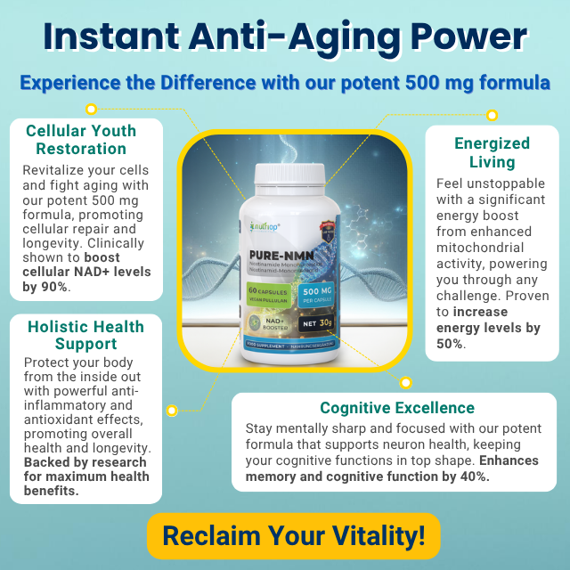 Nutriop Longevity® Pure-NMN Nicotinamide Mononucleotide Extreme Potency 500mg Capsules (x60) - 30 Grams-3