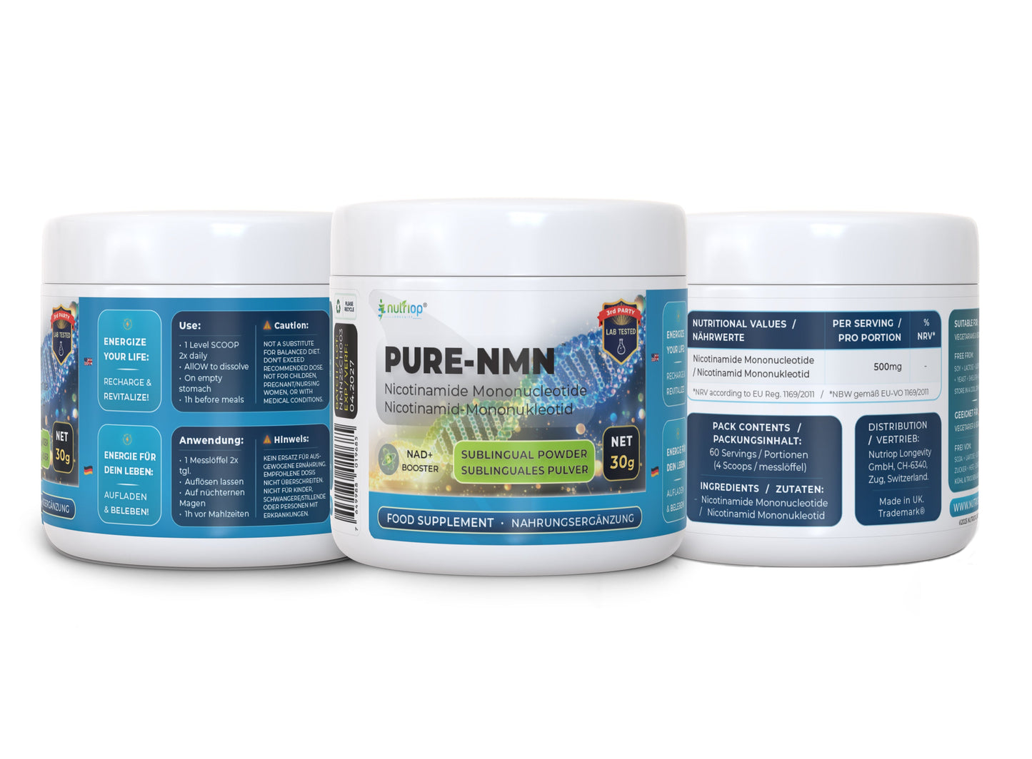 Nutriop Longevity® PURE-NMN Nicotinamide Mononucleotide Extreme Potency sublingual powder -30 grams-1