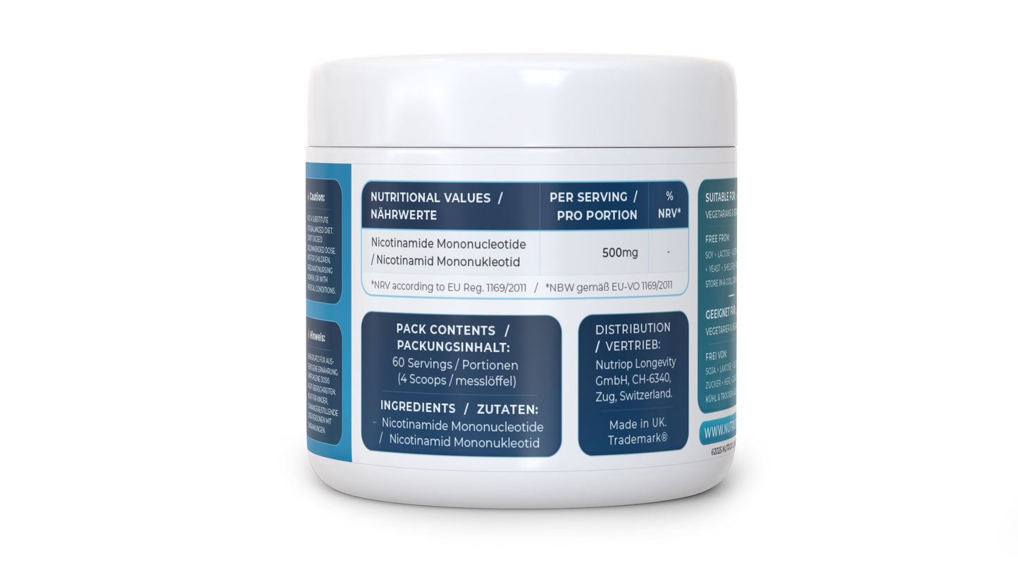 Nutriop Longevity® PURE-NMN Nicotinamide Mononucleotide Extreme Potency sublingual powder -30 grams-3